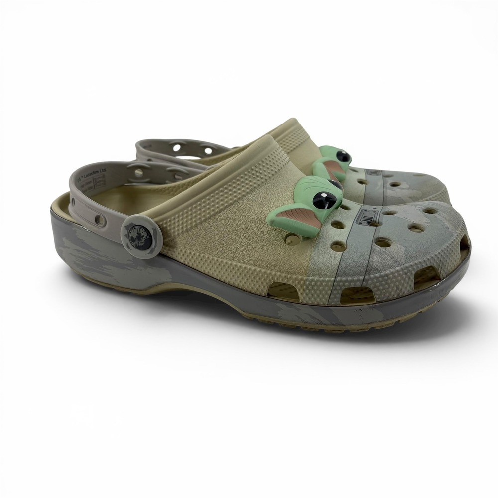 Crocs Star Wars The Mandalorian Grogu Baby Yoda Clogs Tan Grey Mens‎ 9 Womens 11